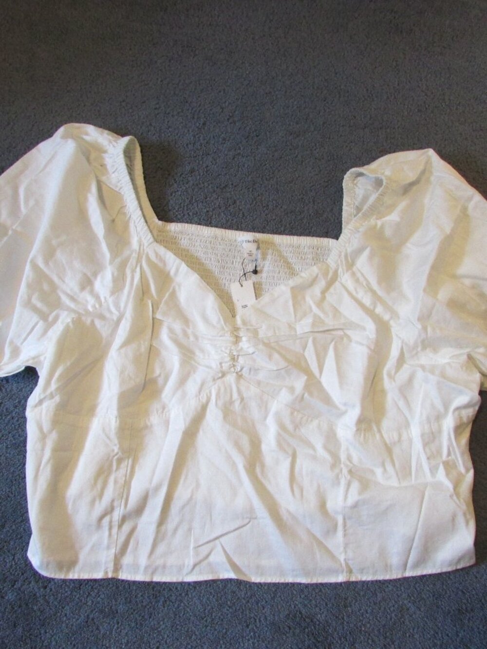 NWT The Drop 4X Elastic Back Shoulders Vneck Off Shoulder Crop Annie Top Shirt